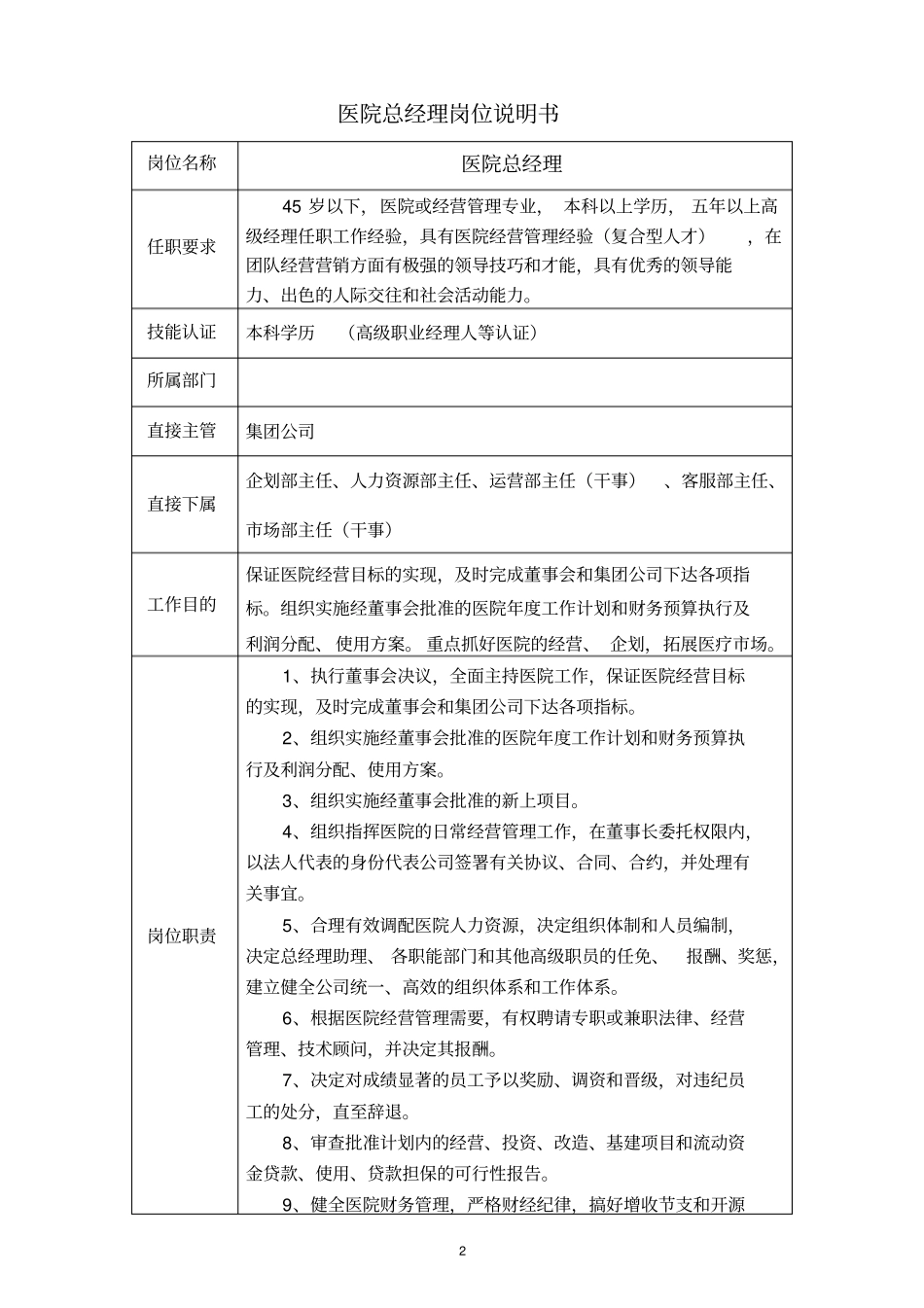 妇科岗位说明书_第2页