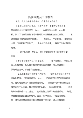 委常委会工作报告2
