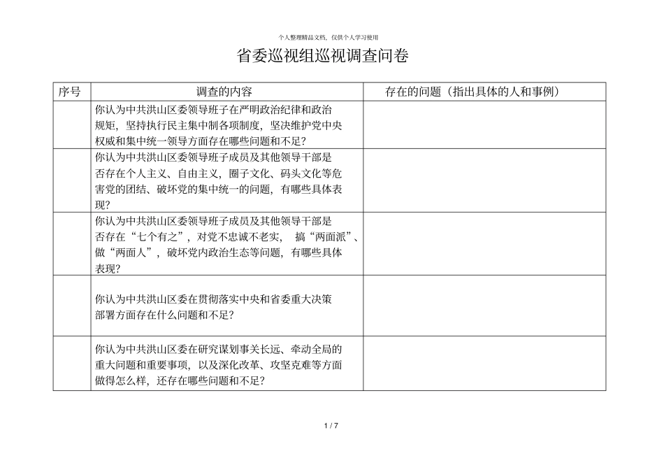 委巡视组巡视调查问卷_第1页