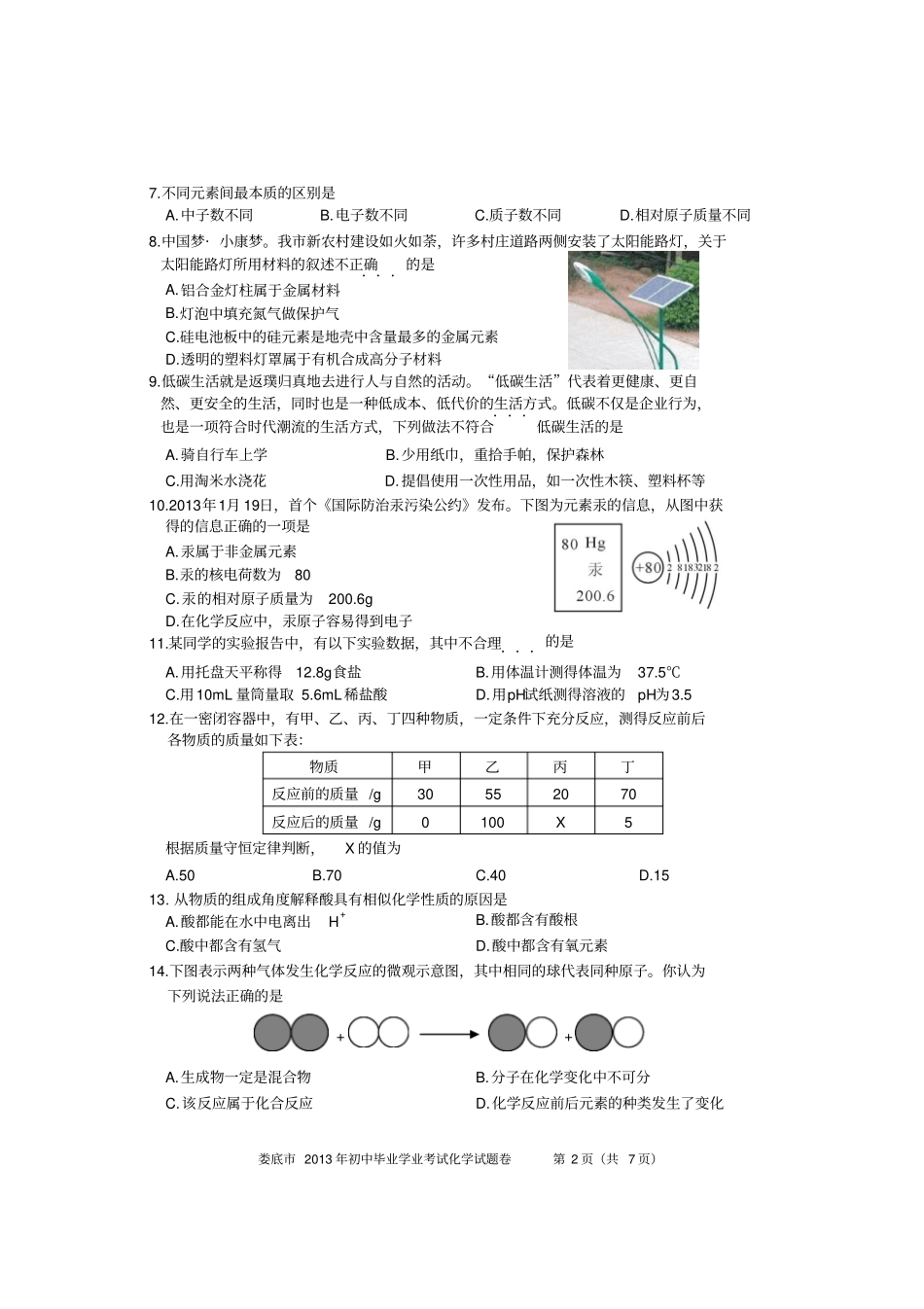 娄底2013年中考化学试题_第2页
