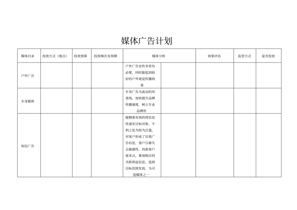 媒体投放计划表_第1页