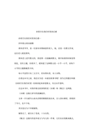 孙悟空在我们村里读后感