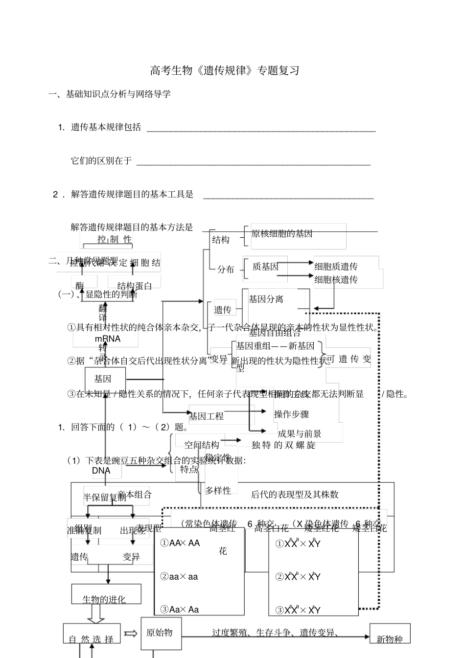 孟德尔遗传定律-专题复习_第1页