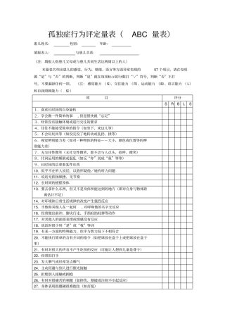 孤独症行为评定量表ABC量表