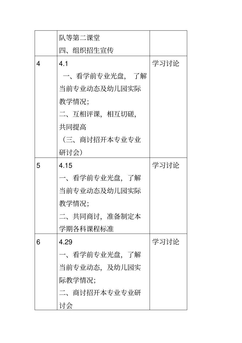 学前教育专业教研计划_第2页