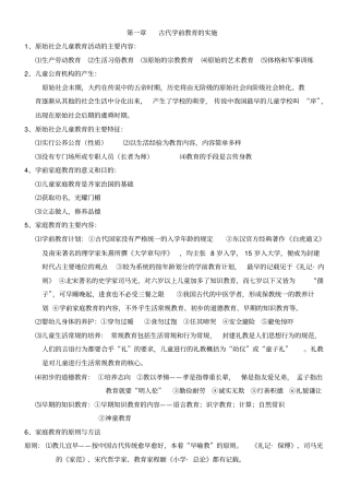 学前教育史自学考试中国教育史部分背诵整理剖析