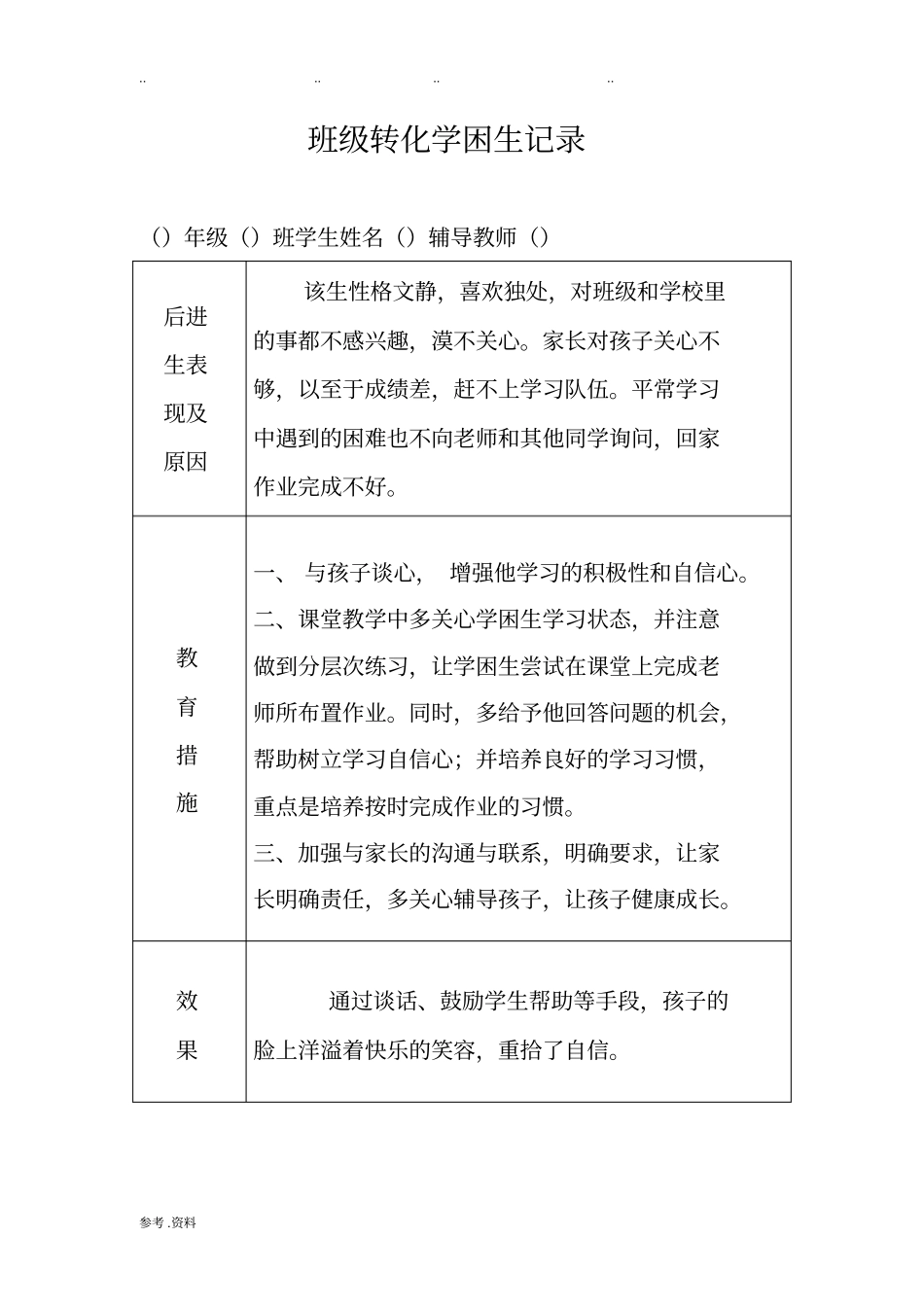学困生转化记录表_第1页