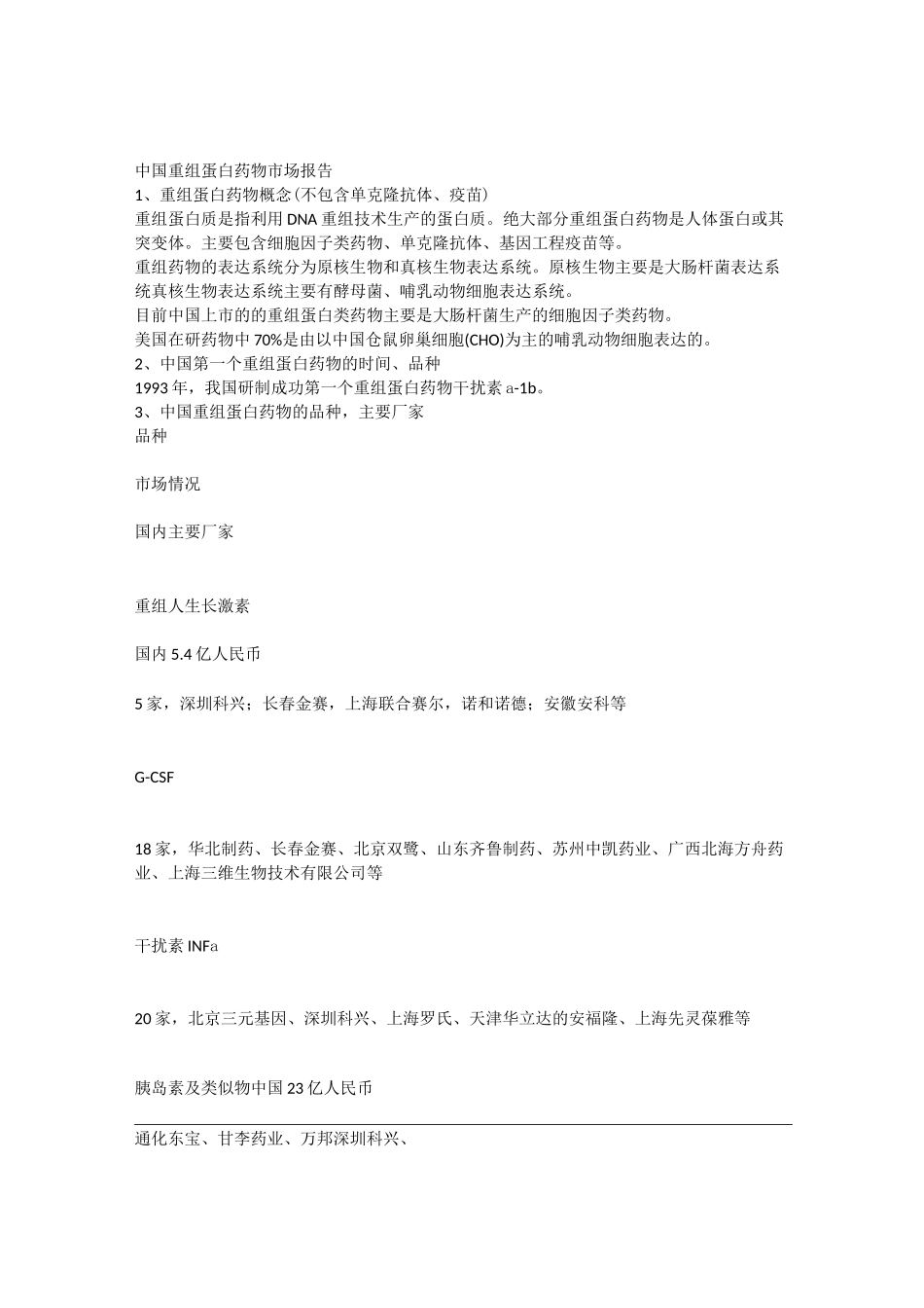 中国重组蛋白药物市场报告_第1页