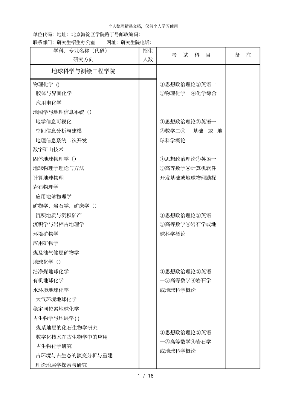 学术型研究生招生专业研究方向及考试科目_第2页