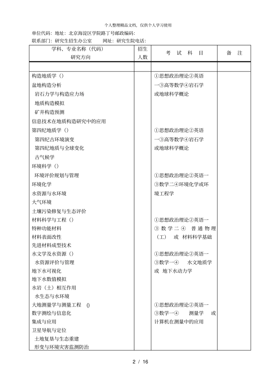 学术型研究生招生专业研究方向及考试科目_第3页