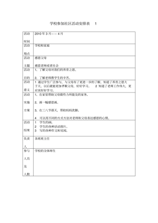 学校参加社区活动安排表1