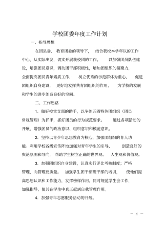 学校团委年工作计划