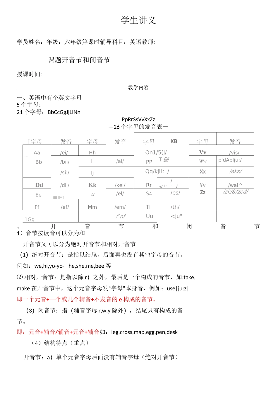 开音节和闭音节_第1页