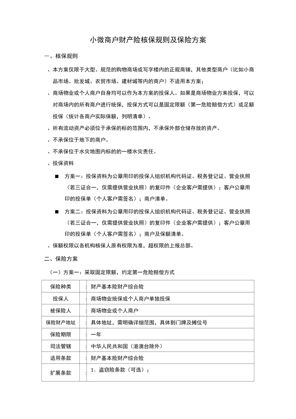 小微商户财产险保险方案_第1页