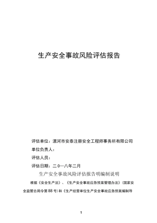事故风险评估报告