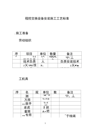 程控交换设备安装施工工艺标准