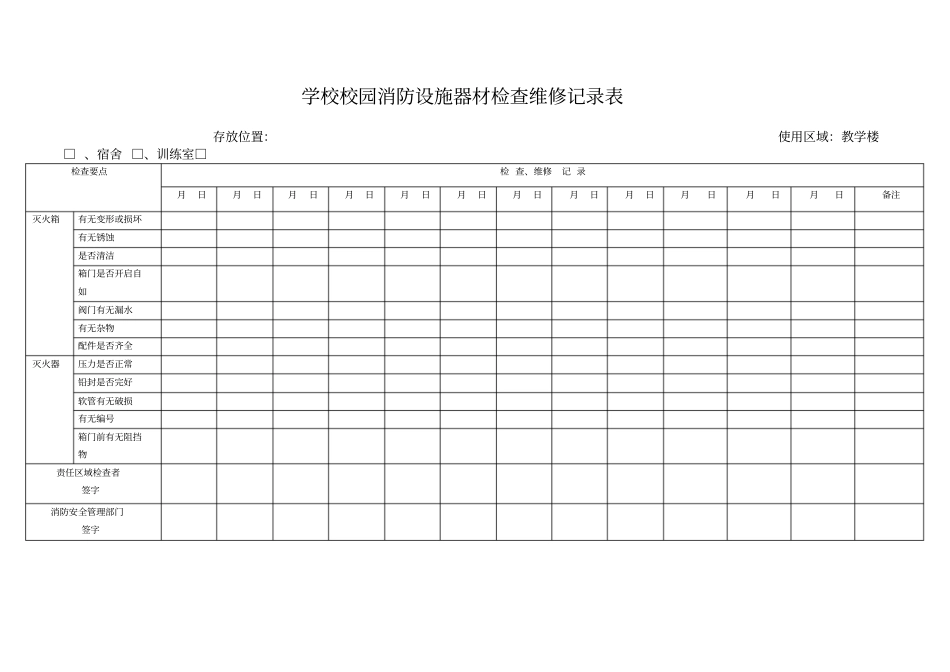 学校消防器材维护保养记录表_第1页