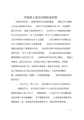 学校班子成员对照检查材料