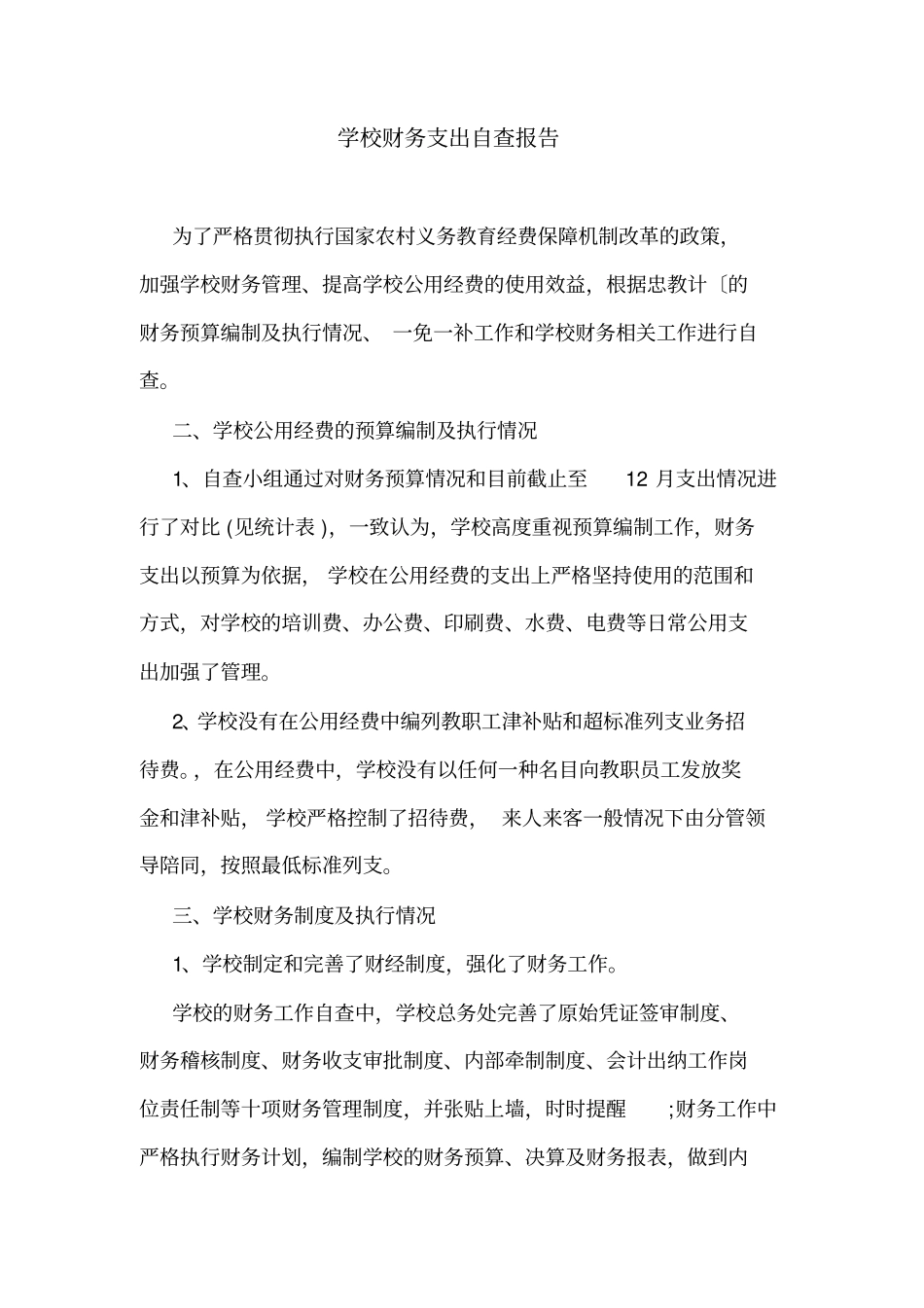 学校财务支出自查报告_第1页