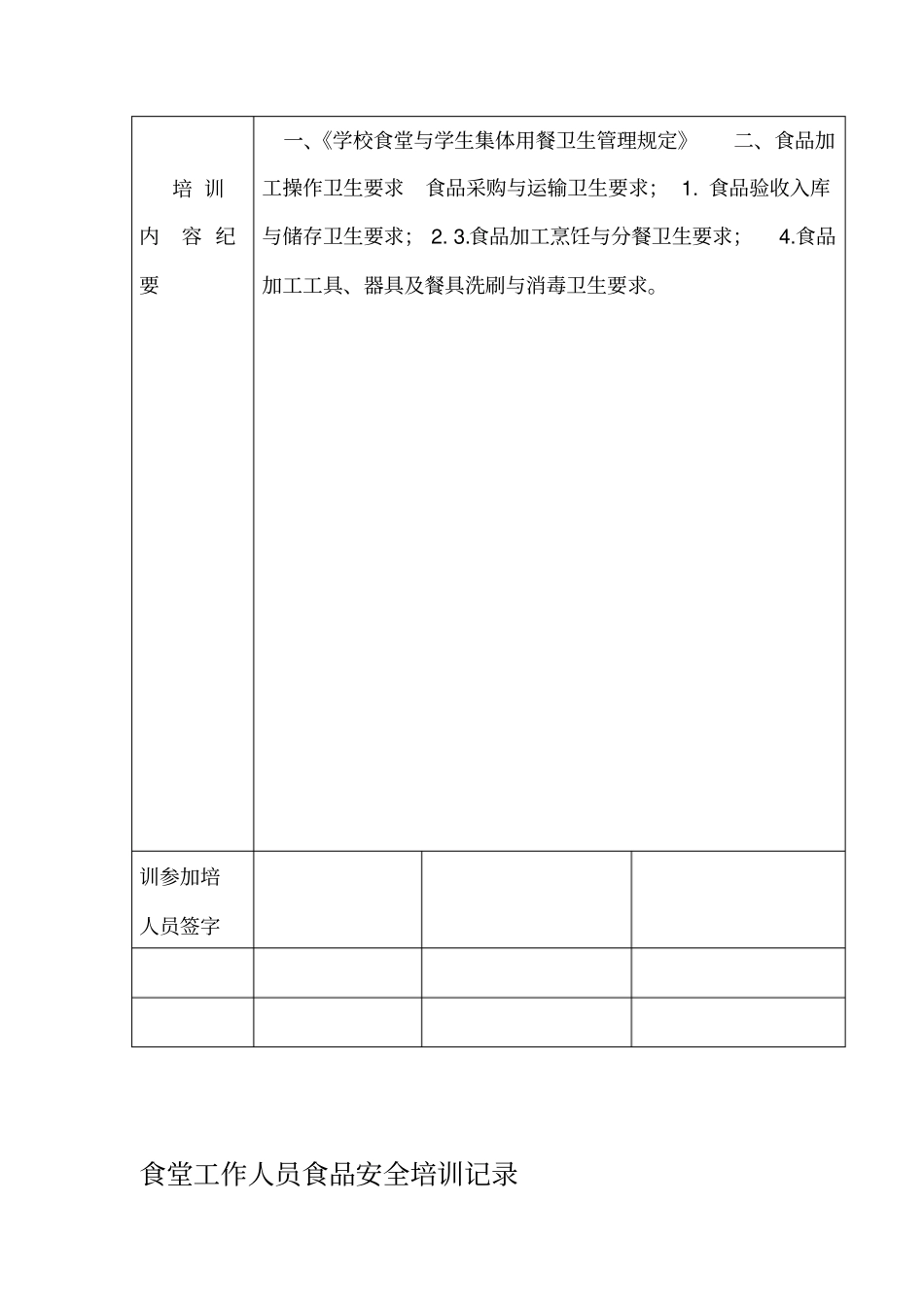 学校食堂工作人员食品安全培训记录_第3页