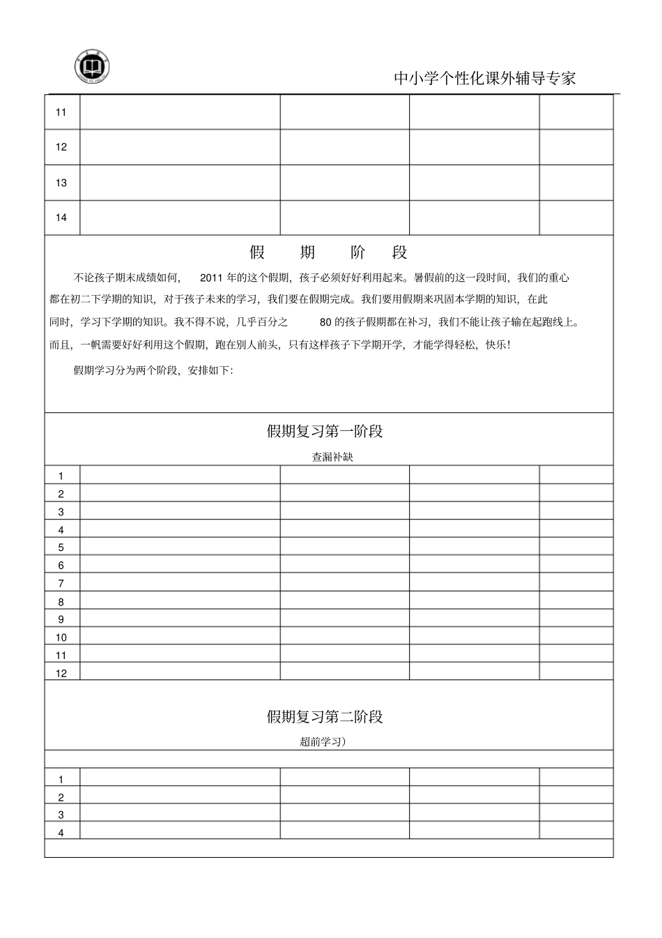 学生个性化辅导方案样板_第3页