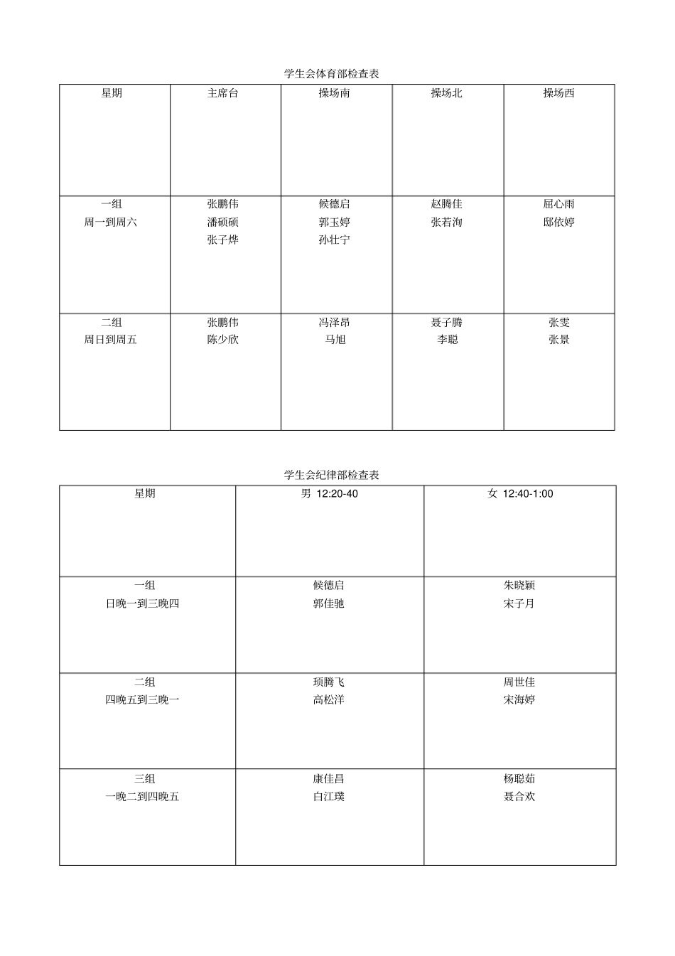 学生会体育部检查表_第1页