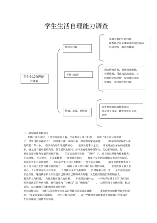 学生生活自理能力调查报告