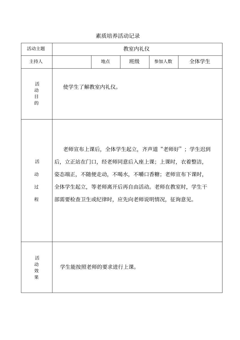 学生素养培训活动记录表_第2页