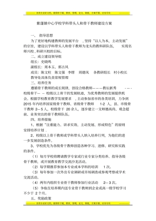 学科带头人和骨干教师建设方案