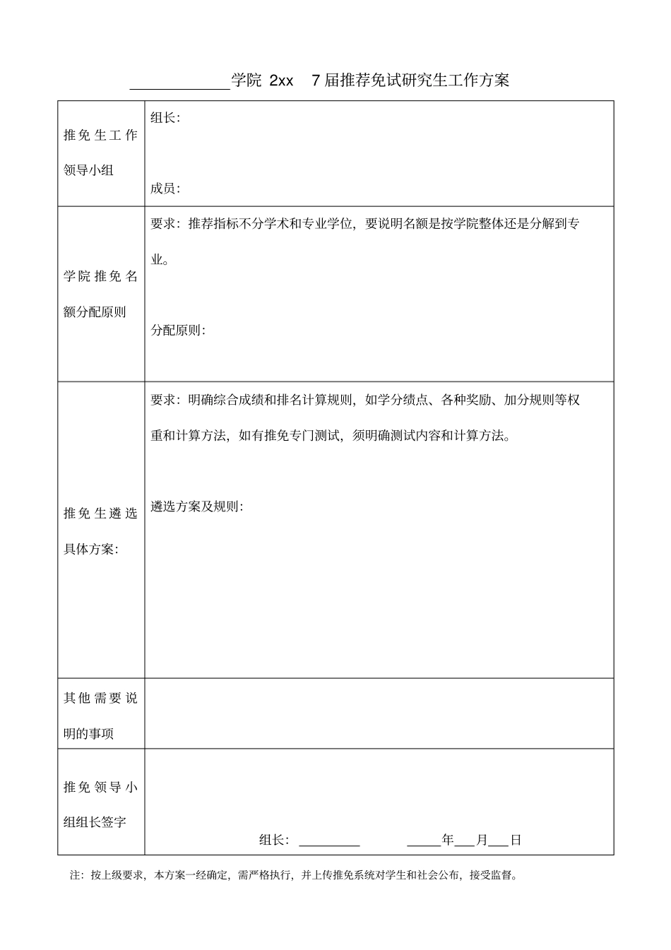 学院2017届推荐免试研究生工作方案_第1页
