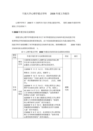 宁波大学心理学重点学科工作报告