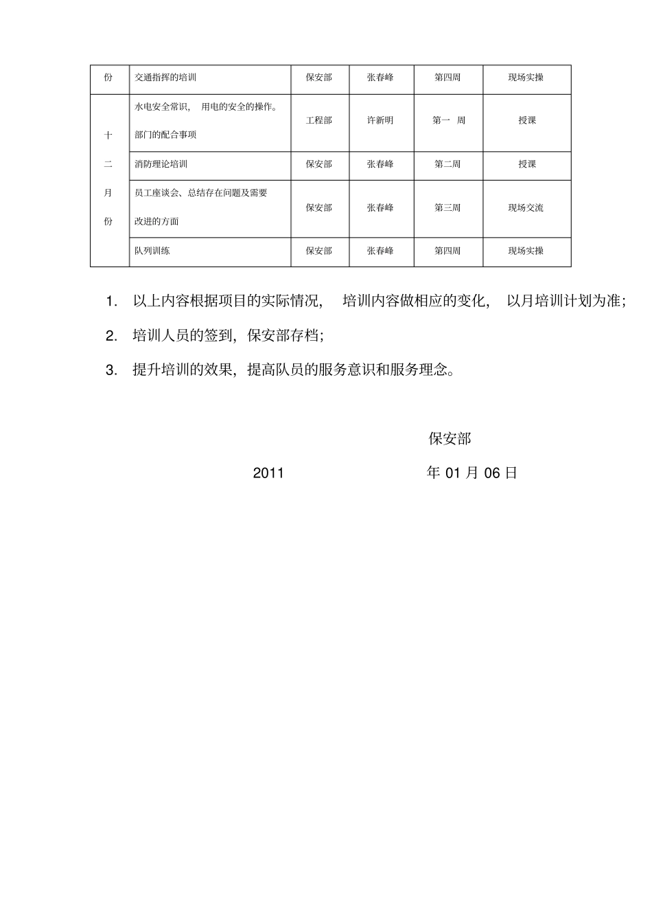 安保部年培训计划表_第3页