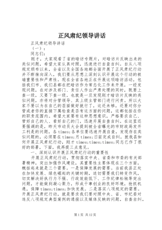 正风肃纪领导讲话发言