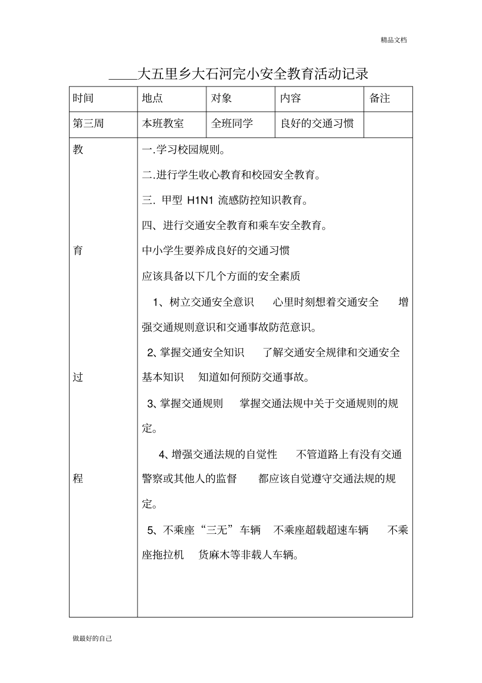 安全教育活动记录表_第2页