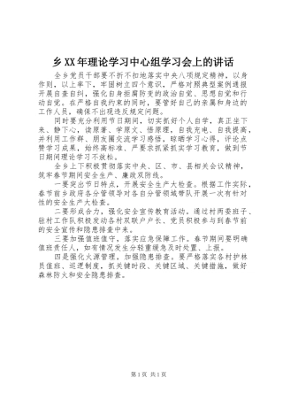 乡XX年理论学习中心组学习会上的讲话发言