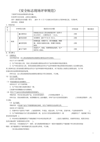 安全标志现场评审规范分解