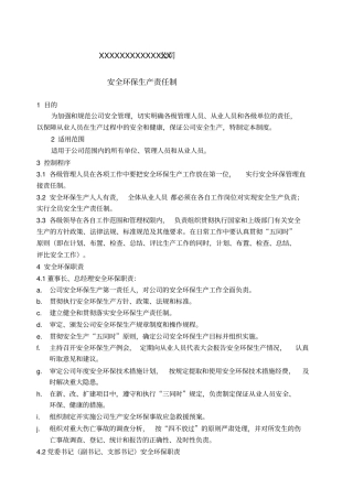 安全环保生产责任制
