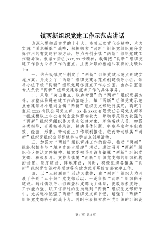 镇两新组织党建工作示范点讲话发言