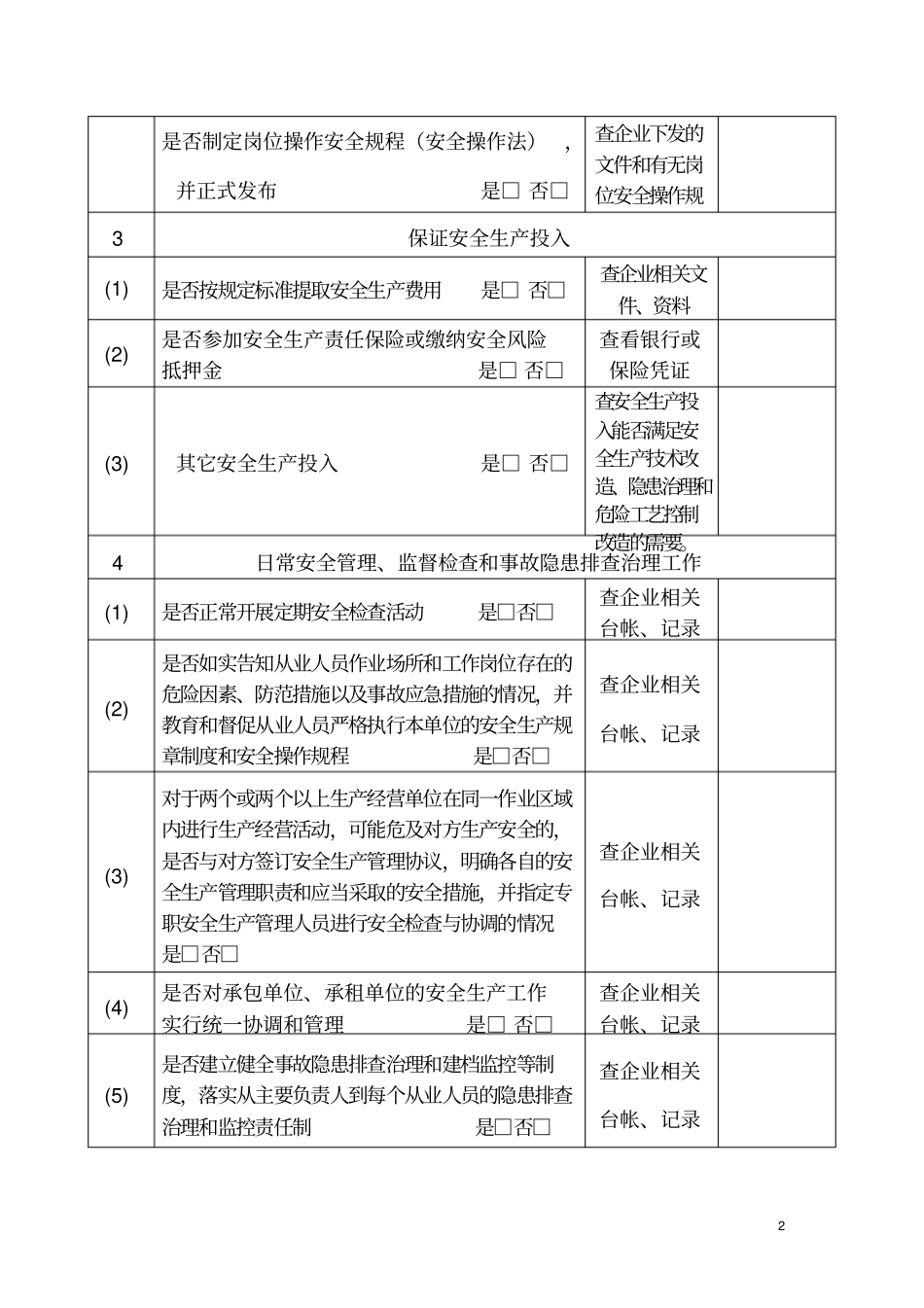 安全生产执法现场检查表_第2页