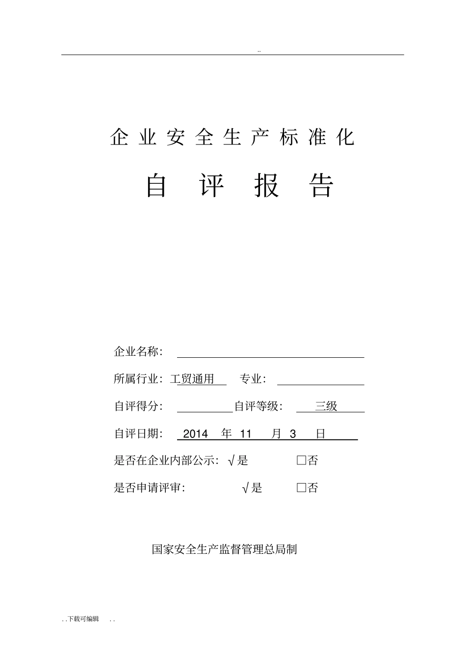 安全生产标准化三级自评报告_第1页
