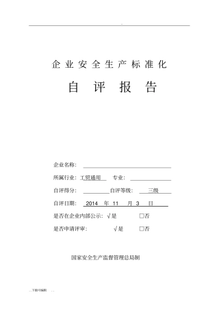 安全生产标准化三级自评报告
