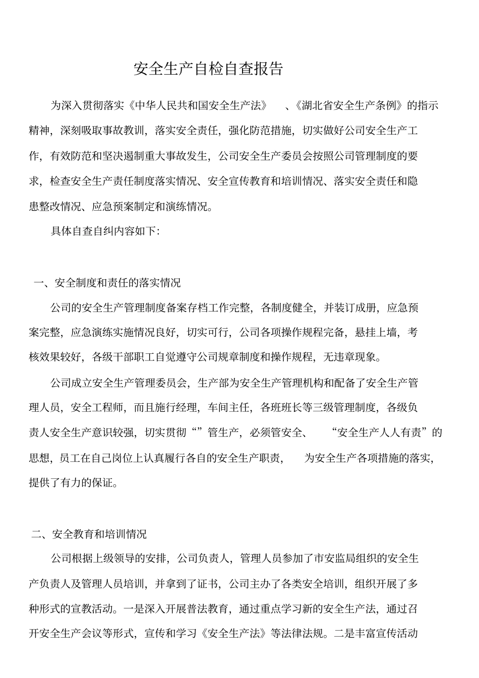 安全生产自检自查报告_第2页