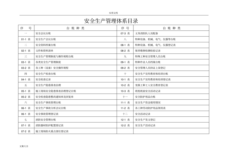 安全系统生产管理系统台账空表_第2页