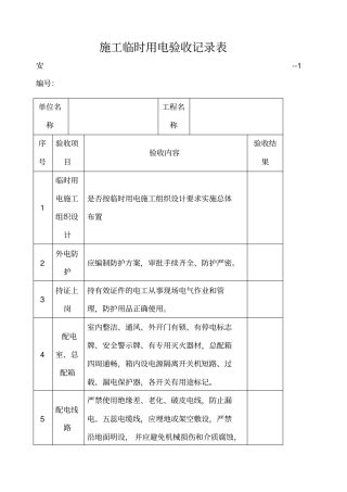安全防护验收记录表
