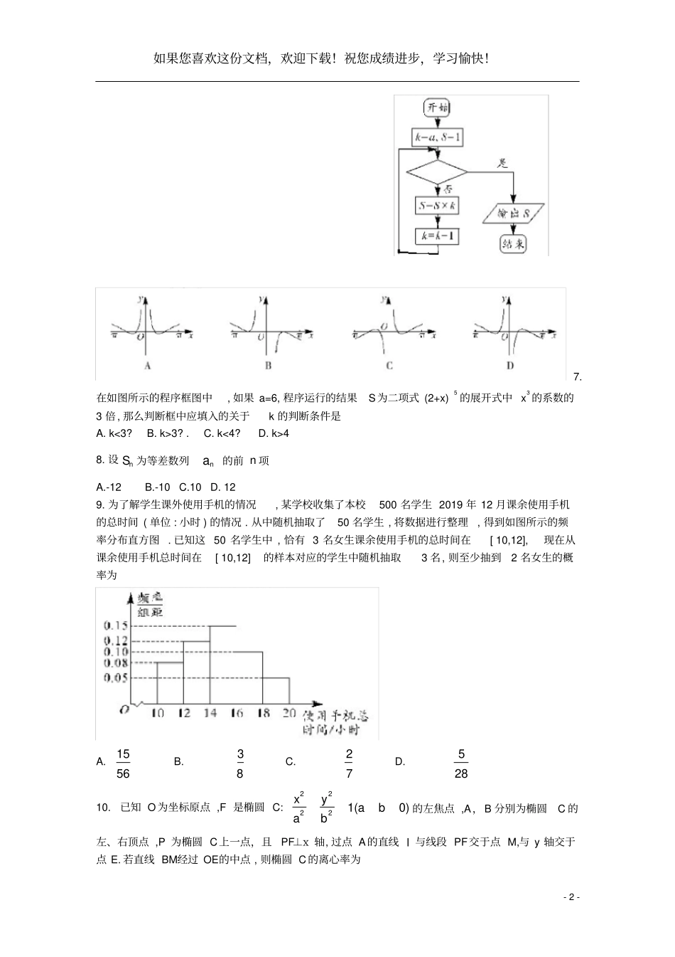 安徽2020届高考数学冲刺模拟卷理_第2页