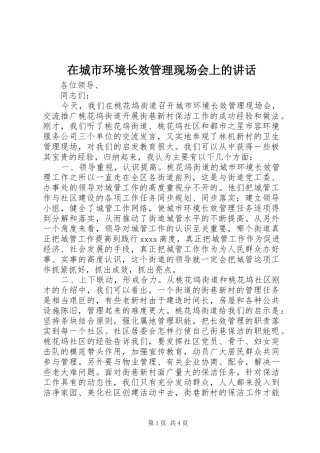 在城市环境长效管理现场会上的讲话发言