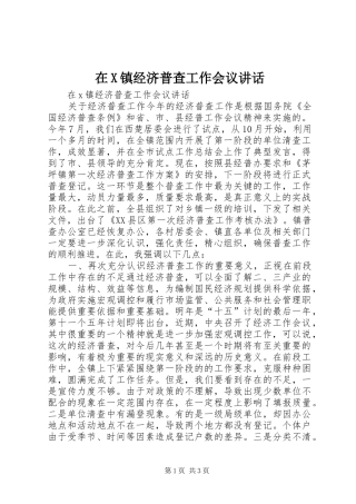 在X镇经济普查工作会议讲话发言