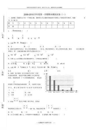 安徽合肥一六八中学七年级数学上学期期末模拟试卷无答案