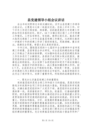 县党建领导小组会议讲话发言