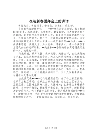 在迎新春团拜会上的讲话发言